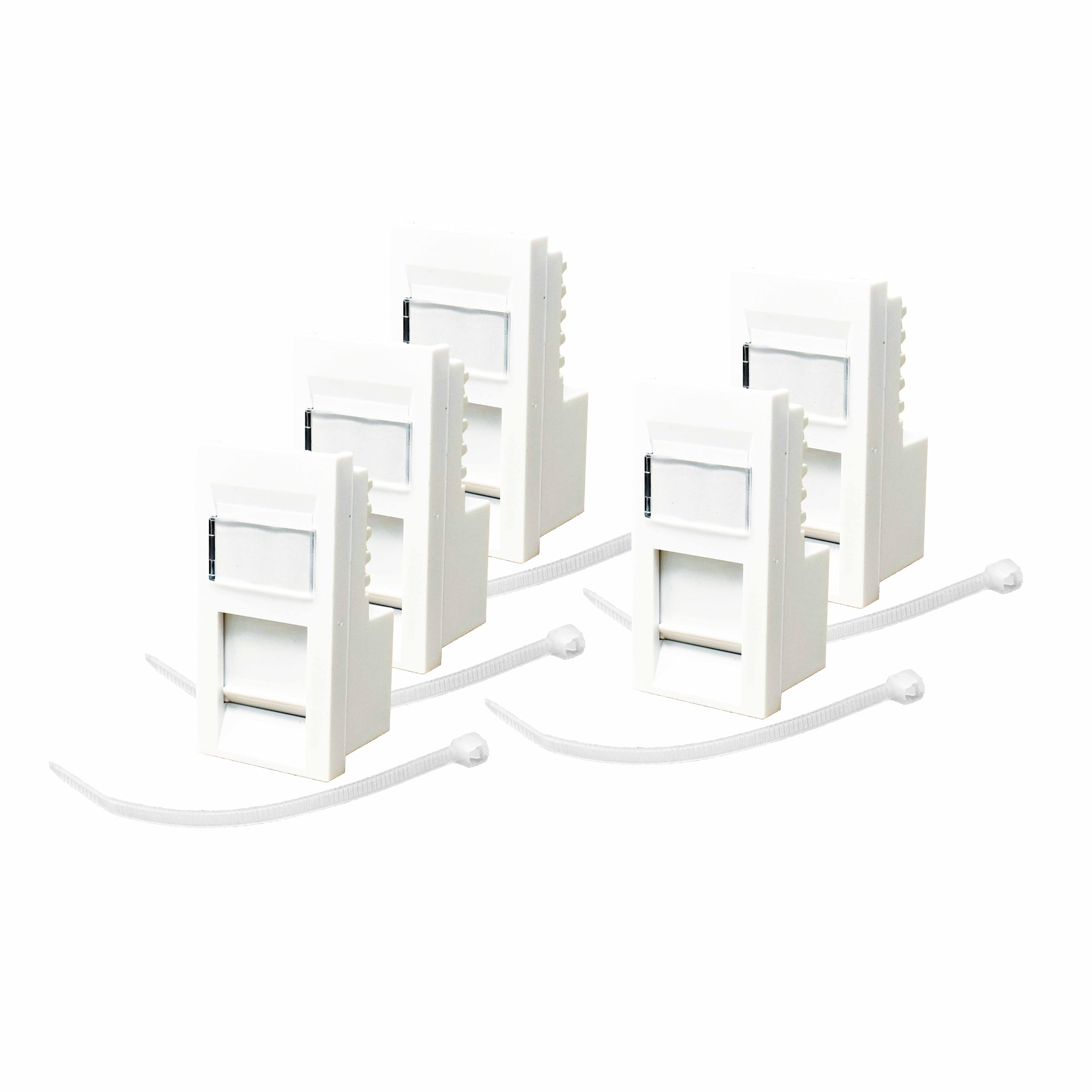 Evoges RJ45 Cat6 Outlet Module UTP 25mm x 50mm 1Gbps High Speed Ethernet Networking for Office, Data Centers, and Homes (Pack of 5, White)