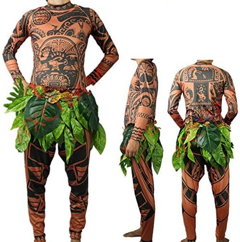 WEEOH Moana Maui Tattoo T Shirt/Pants Halloween Adult Mens Women Cosplay Costume(L)