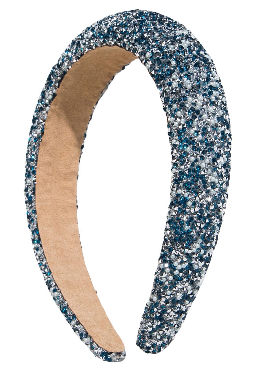 scicent Headband Adult Women Rhinestone Wide Headband Bling Crystal Blue Hair Bands for Girls 25417 — image 1