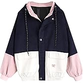 ZAFUL Women's Corduroy Loose Jacket Vintage Raglan Sleeve Casual Coat Hooded Windbreaker