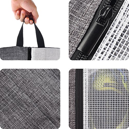 Travel Shoe Bags with Zippered & Handle Strap CGBE Visible Nylon Mesh Shoe Carrying Organizers One Fit Most 3 PACK (Dark gray)