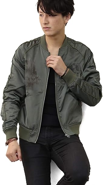 Amazon スカジャン メンズ 刺繍 着こなし ジャンパー ジャケット ブルゾン コート ジャケット 通販