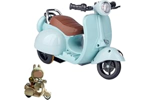 HEPHYCE Scooter Toy for Labubu Toy with Light and Music, 360° Rotate Mini Motorcycle for Labubu, Cute Have a Seat for Labubu Accessories, Interactive Toys Desktop Decor for Doll, Battery Not Included (Blue)