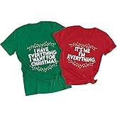 Christmas Couples Shirts His and Her Matching Xmas Outfits Funny Christmas Family Pajamas Short Sleeve Tees Top