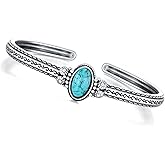 DOLIOX Genuine Turquoise Boho Bracelet, Sterling Silver Vintage Adjustable Cuff Bangle Native American Jewelry for Women, Fit for 6.5 7 7.5 Inches