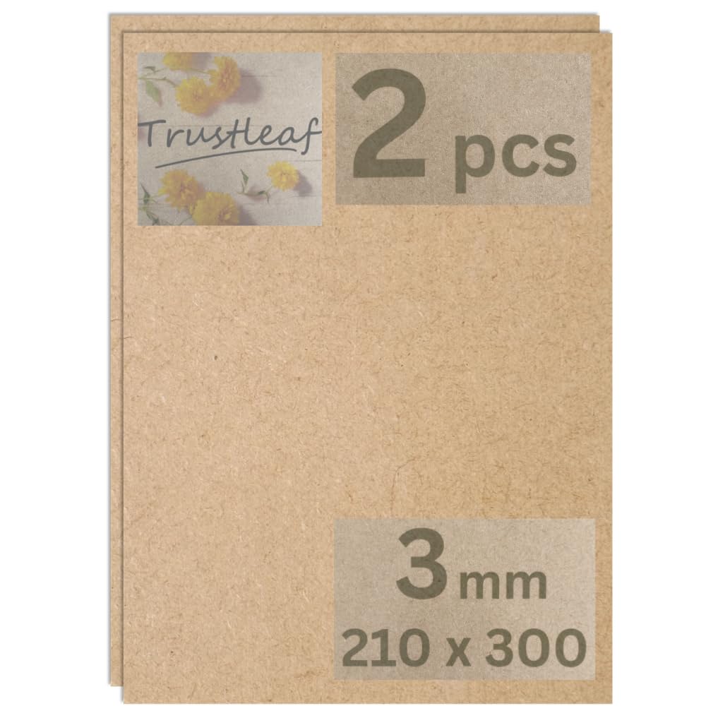 Trustleaf 3mm Sheets of MEDITE Premier MDF 210mm x 300mm, A4 Approx. Pack of 2
