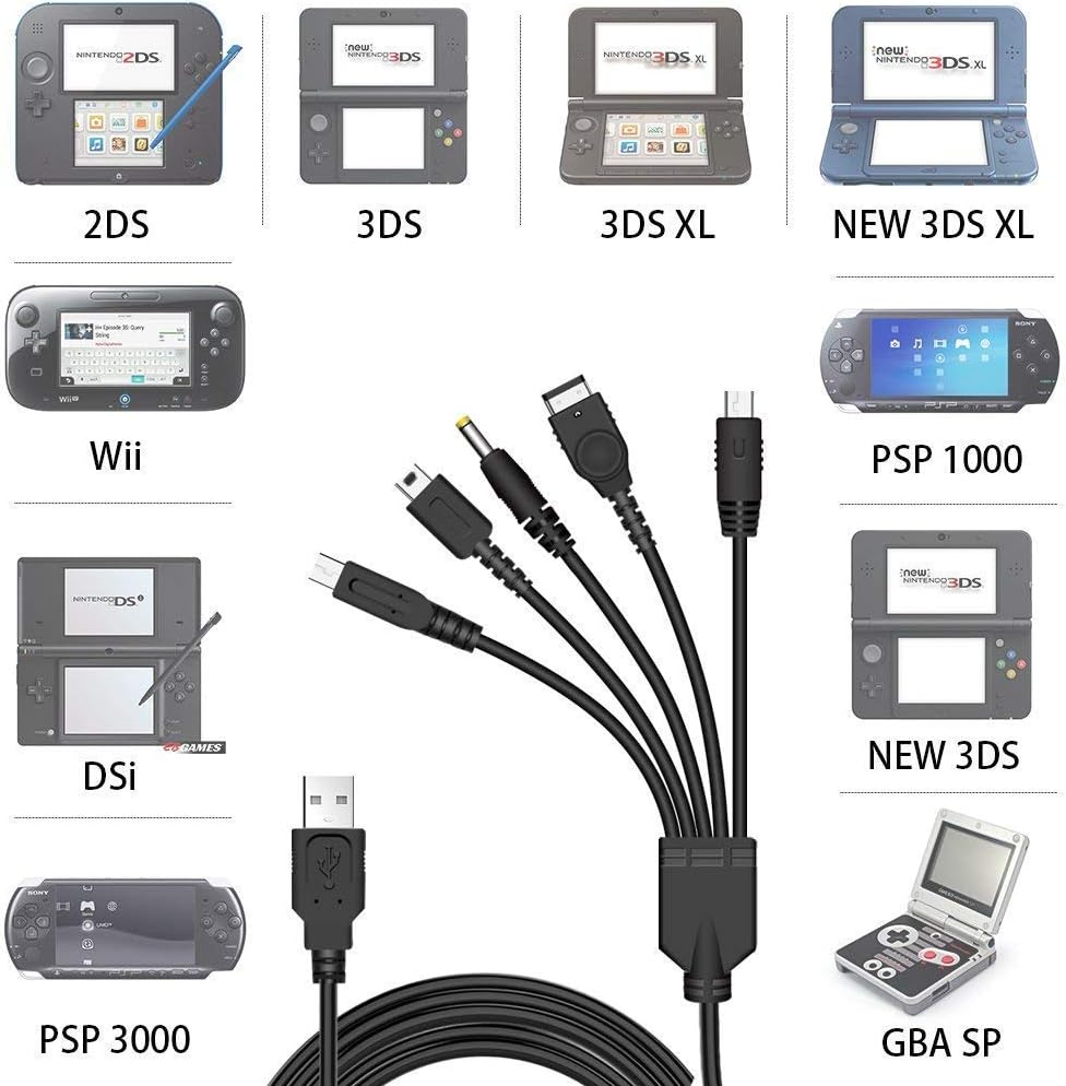 Link E Usb Cable 5 In 1 Charger For Nintendo 3ds Dsi Gba Ds Lite Wii U Controller And Sony Psp Amazon Co Uk Pc Video Games