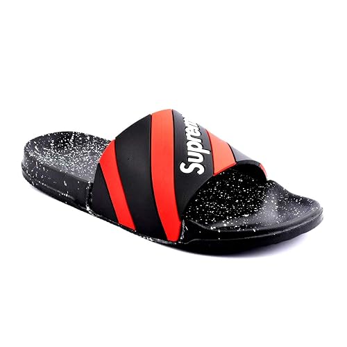 supreme flip flops black