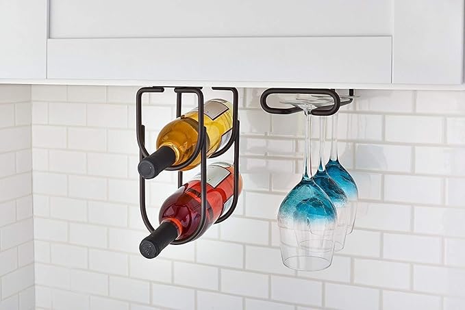 INDIAN DECOR 3250 - Black Under Cabinet Double Wine Bottle Rack