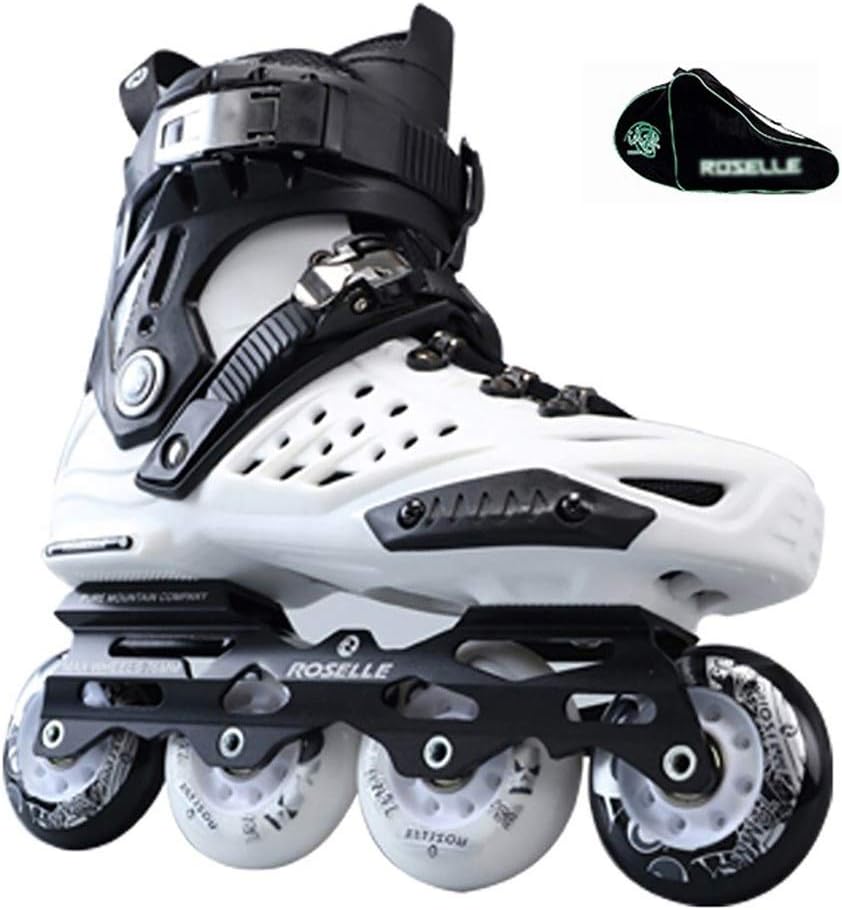 Tiua Inline Skates Racing Skates For Girls And Boys Durable Outdoor Roller Blades Inline Skates For Fast Urban Skating Safe And Durable Men's Adult Fitness Inline Skate Black White