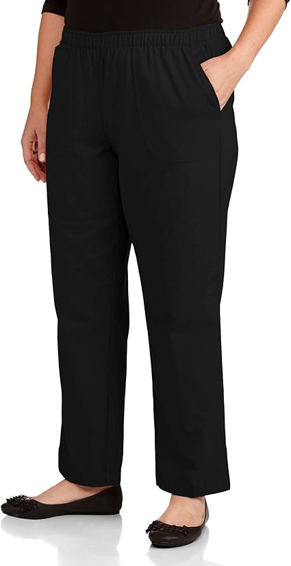 White Stag Women's Plus Elastic Waistband Pull-On Pants (Regular & Petite) at Amazon Womenâs 