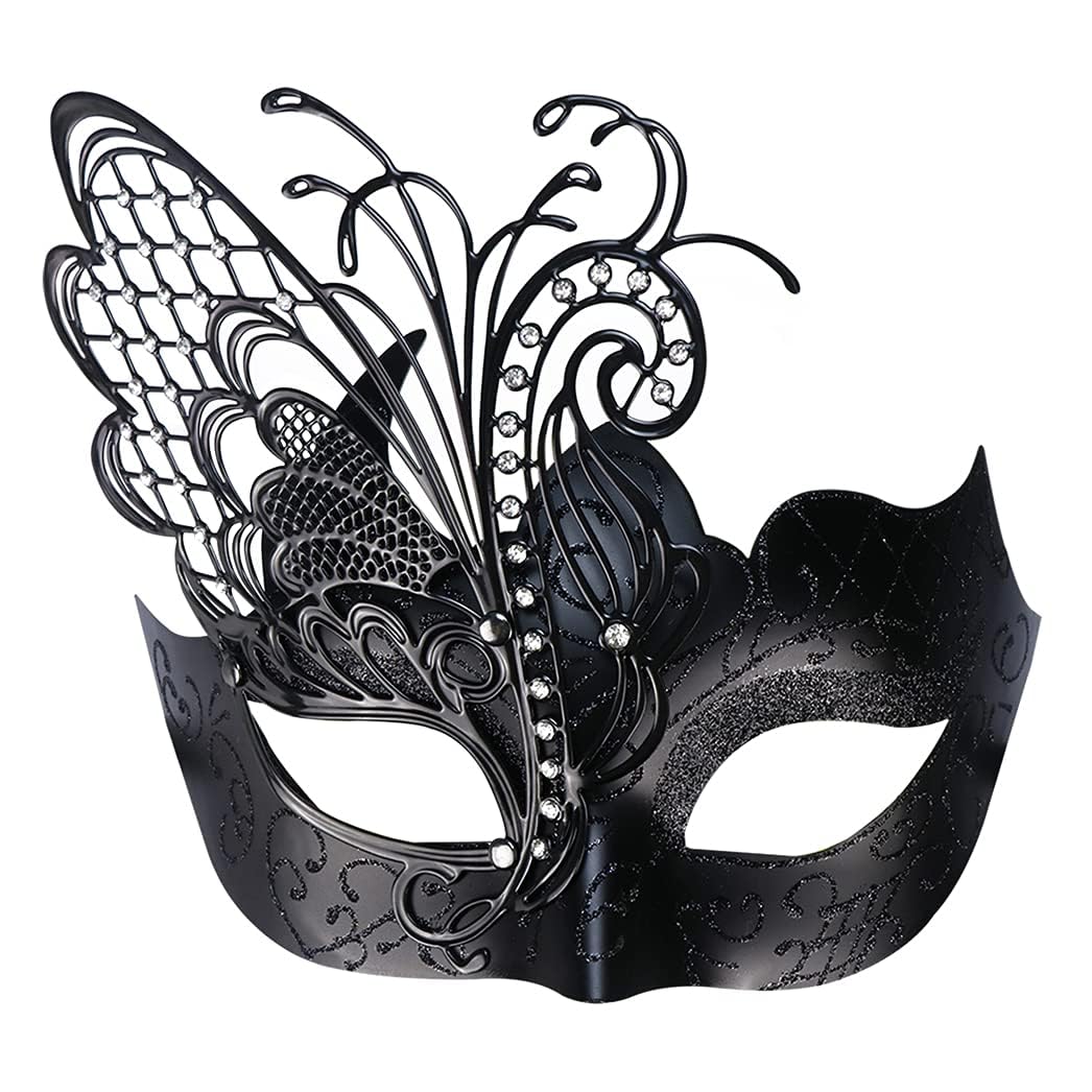 Qavctw Masquerade Half Face Mask - Metal Venetian Mystery Men & Women Halloween Ball Mask