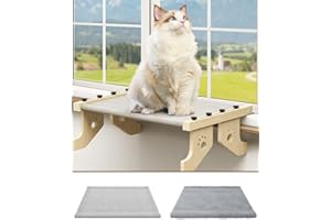 Cat Window Perch, Airsfish 2 in 1 Cat Window Perch & Cat Bed with Two Covers for Large Cats UP to 50lbs, Easy to Adjust Cat Bed for Indoor Cats