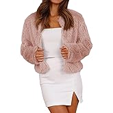 Fisoew Womens Faux Fur Coat Long Sleeve Cropped Fleece Open Front Short Jacket Outerwear