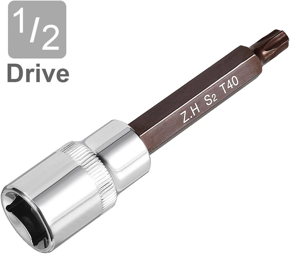 sourcing map 1/2" Drive x T40 Torx Bit Socket, S2 Steel Bits CR-V Sockets 4" Length Use with Ratchet Wrench, Slide Bar, Extension Rod - Image 4