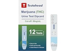 T TESTAHEAD 12-Pack THC Tests for Home,Single Group THC Drug Test Urine Test kit, Marijuana Test kit to take Home, Marijuana Drug Test Test Strips,50 ng/ml THC Test