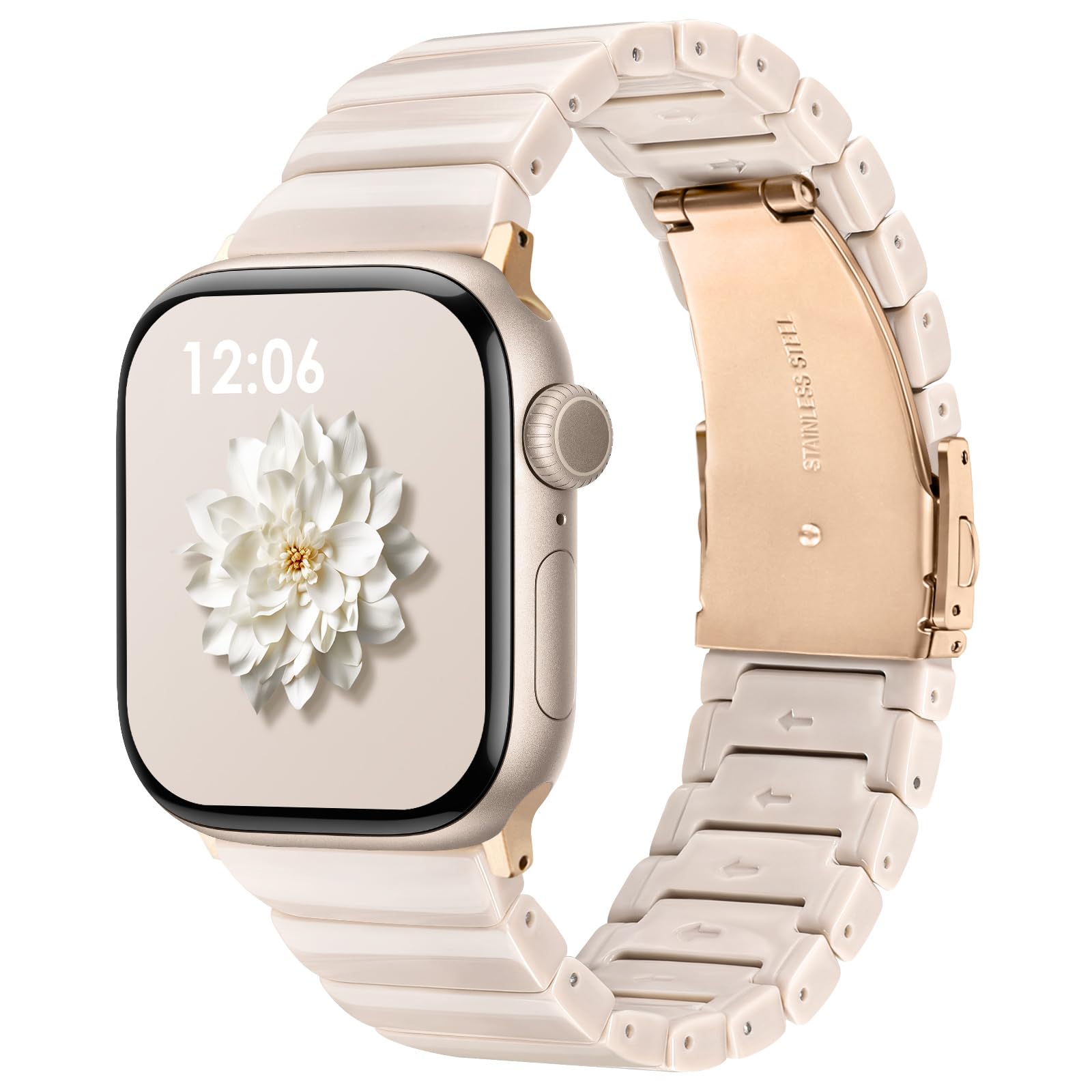 Photo 1 of V.R.HOPE Apple Watch Band for Series 11/10/9/8/7 38mm 40mm 41mm 42mm Fashion Lightweight Resin Dressy Strap for Women Bracelet Compatible with iWatch Series 6/5/4/3/2/1/SE?Oatmeal?