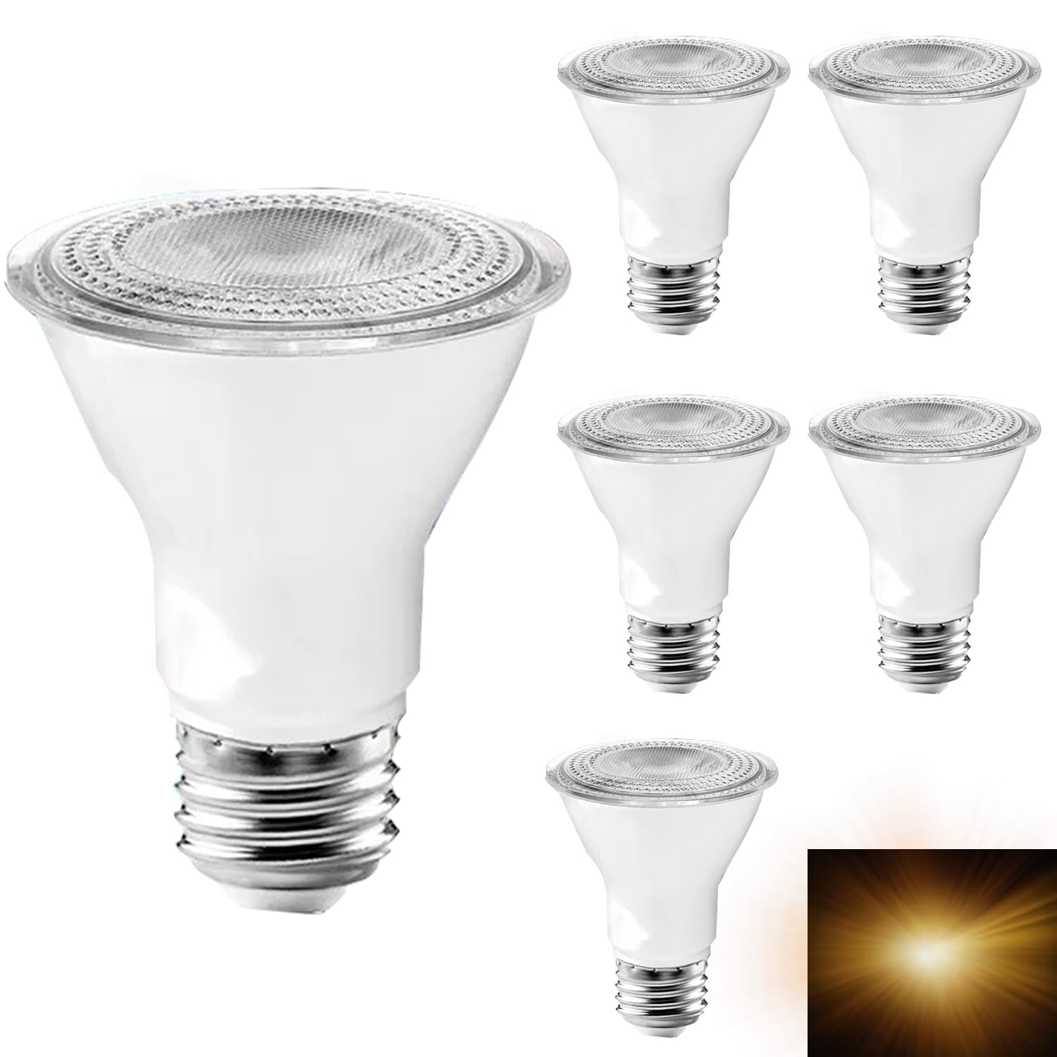 6 Pack PAR20 LED Bulb,PAR20 E27 LED Light Bulbs, E27 Medium Screw Base, 9W Not Dimmable, Spotlight, 50W Halogen Equivalent, LED Spot Light Bulb, 3000K Soft Warm White, 40 Degree Beam Angle