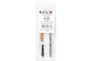 E-Z LOK - EZ-400-006 400-006 Threaded Inserts for Wood, Installation Kit, Brass, Includes 6-32 Knife Thread Inserts (10), Drill, Installation Tool