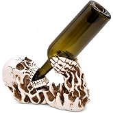 Wowser Gothic Skeleton Wine Bottle Holder – Skull Wine Rack with Skeleton Hands, Creepy Halloween Bar Decor, Gothic Kitchen Countertop Display, Unique Gift for Wine Lovers, 10 Inch
