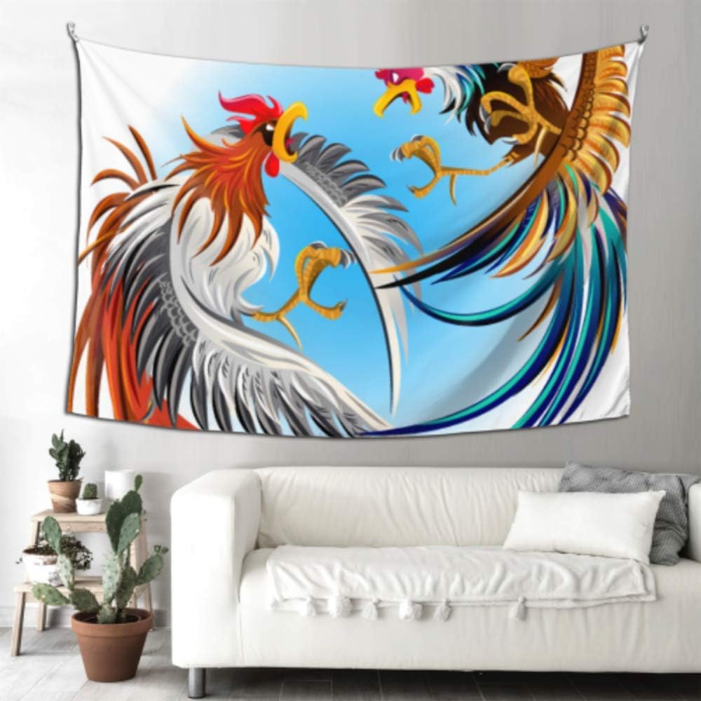 Amazon Com Bathroom Wall Decor Fun Farm Cockfighting Tapestry Wall Hanging Funny Wall Art Decor 90x60 Inches 229x152cm Wall Hanging Art Home For Living Room Bedroom Home Kitchen