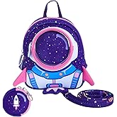 yisibo Rocket Toddler Backpack with Harness Leash Snack Nursery Bags for Kids Baby Boy Girl 1-3 Years Old(Purple)