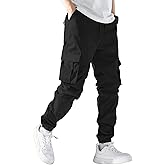 DOWMQ Mens Cargo Joggers Stretch Casual Sweatpants Elastic Waist Drawstring Tapered Pants for Men Hiking Pants with 5 Pockets