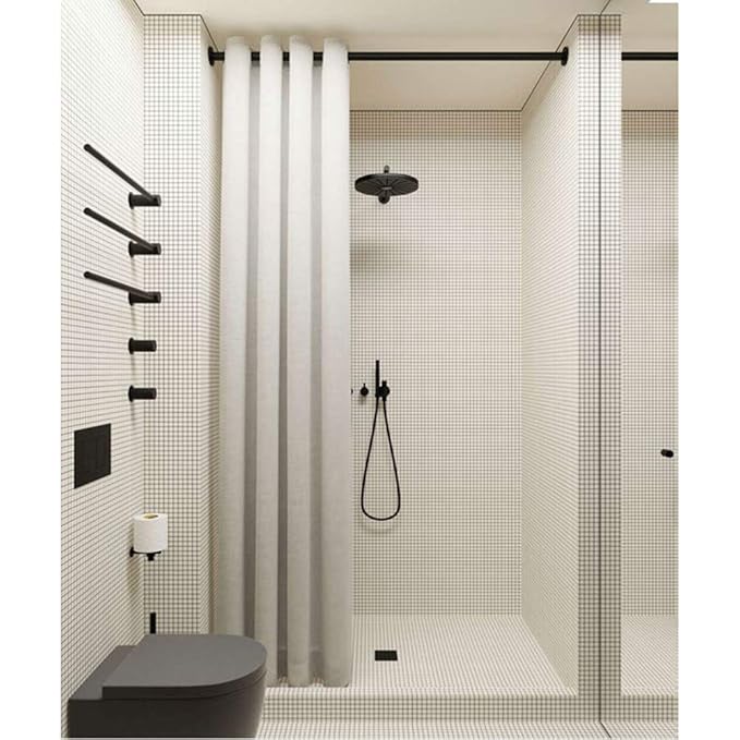 Barra cortina de ducha sujeción colgando barra cromo blanco