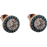Tiny and Elegant Turkish Handmade Jewelry Turquoise Topaz Style Tiny Round 925 Sterling Silver Rose Gold Stud Earrings