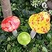 Mushroom Ceramic Garden Stakes - 3 Handmade Outdoor Ornament Decor - Made In USA - Toadstools for Lawns, Planters, Gardens, Yards. Colors: Yellow, Red, Light Green