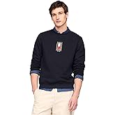 Tommy Hilfiger mens Medium Weight Crewneck Sweatshirt With Vertical Embroidered Flag Logo