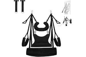 BDSM Sex Swing for Couples, Heavy Duty Adult Sex Swings with Extra Pillow Back Support & Wide Seat, Adjustable Restraint Sex 