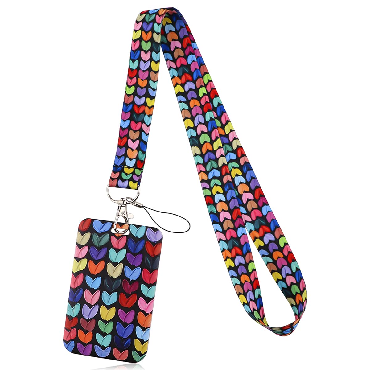 1 Piece Lanyard with ID Badge Card Holder Lanyard Card Set (Love Heart)