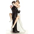Wedding Collectibles Funny Kissing Wedding Cake Topper with Bride and Groom | Fun, Humorous Figurine | Fine Porcelain | 5.5 Inches