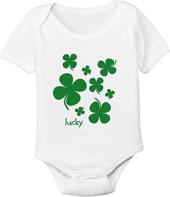 Promini Cute Lucky Four Leaf Clover Shamrock Cotton Baby Bodysuit Baby