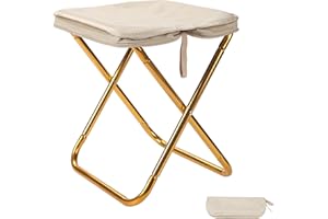 SPISCES 13-inch Lightweight Aluminum Folding Stool - Portable Compact Camping Stool Supports 300lbs, Handbag Style Carry - Ideal for Camping, Fishing, Backpacking, Outdoor, Travel