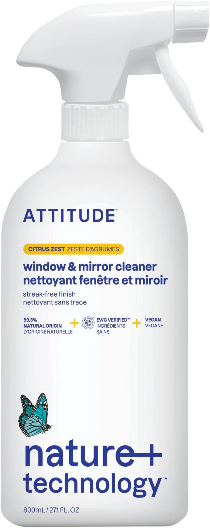 ATTITUDE Window & Mirror Cleaner EWG Verified 800 mL Citrus Scent