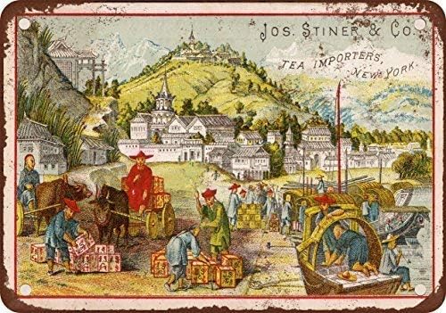 DOGT 1902 Jos. Stiner Tea Importers Vintage Look Reproduction Metal Tin Sign 7.8X11.8 INCH