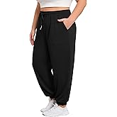 FOREYOND Plus Size Sweatpants for Women Casual Lounge Yoga Joggers Elastic Waist Workout Active Sweat Pants with Pockets