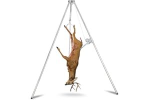 Smarkey Deer Game Hoist Tripod Deer Hanger Stainless Steel Rack Stand for Hunting Processing Cleaning Hide Skinning with 500lb Capacity Gambrel and Manual Winch - Heavy Duty