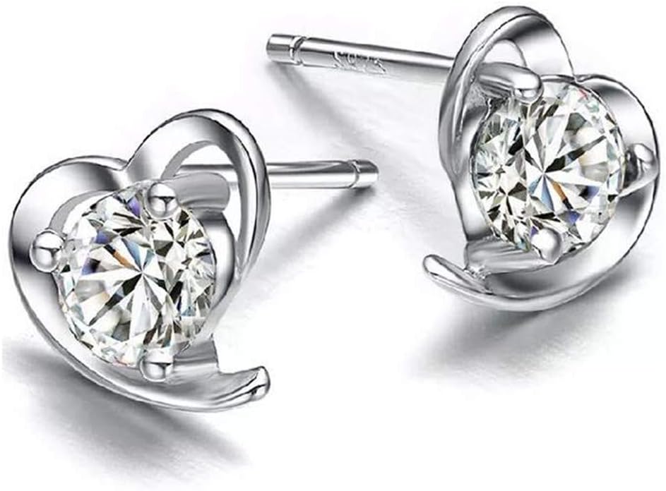 Women's 18k Cubic Zirconia Earrings - Beautiful White Gold Plated Studs - 1.90 Carats Round Cut Cubic Zirconia - Cushion Shaped Gemstone Halo - Beautiful & Elegant Gift Idea
