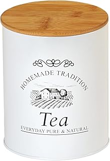 Kesper 38251 Teedose Landhaus klein, weiß/braun, 11 x 11 x 13.5 cm