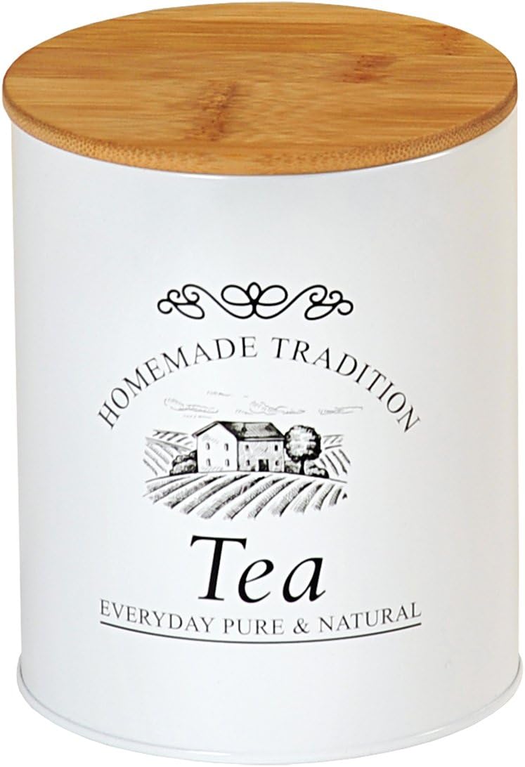 Kesper 38251 Teedose Landhaus klein, weiß/braun, 11 x 11 x 13.5 cm