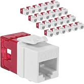 ICC CAT6 Keystone Jack with Slim Profile 180 Degree Punch Down, RJ45 UL Listed PoE++ TAA Compliant for Wall Plate or Patch Panel, Works with JackEasy Termination Tool, White 25 Pack