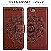 iPhone 5s / iPhone SE Folio Wallet Phone Case Cover, [Stand Video][Card Holder] 4.0inch iPhone5s Flip Leather Case 3D Flower Case for Apple iPhone 5 / iPhone 5s Case - Brown