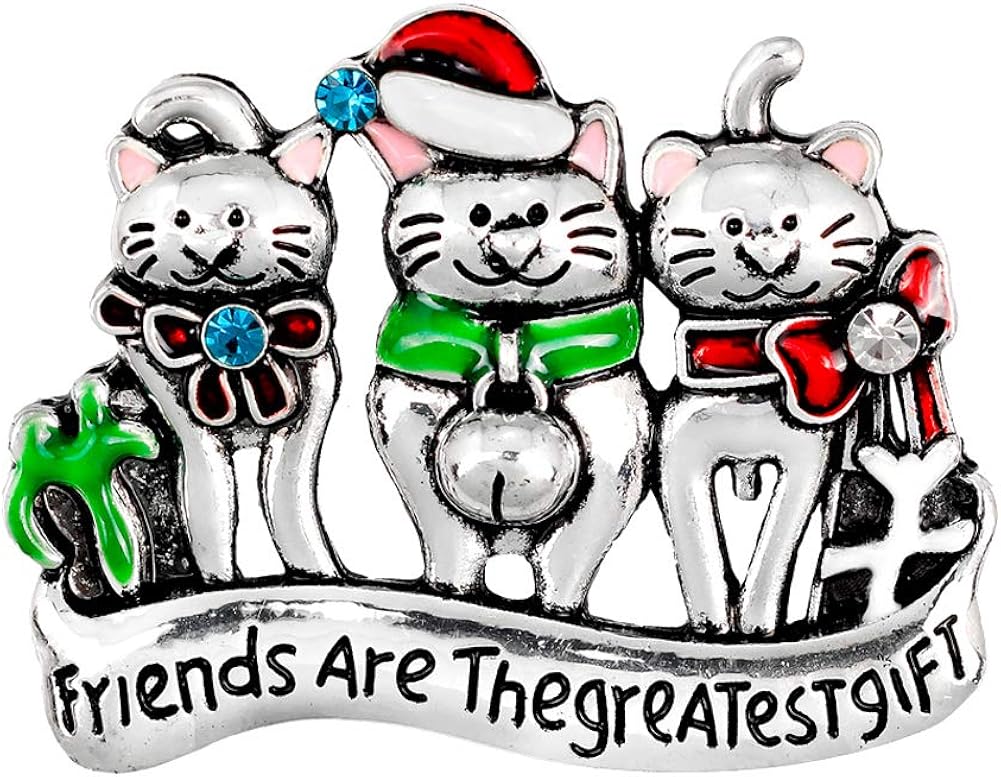 YAZILIND Rhinestone Kitty Cat Brooch Pins Friends Women Breastpin Corsage Jewellery Gift