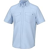HUK Mens Diamond Back Solid Short Sleeve Button Down Shirt, Fishing Shirt for Men