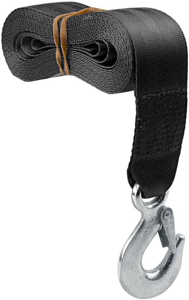 CarBole Trailer Winch Strap 2" x 20' with Safety Snap Hook 10000 lbs Black: Automotive