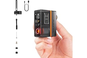 FLEXTAILGEAR Mini Bike Tire Pump with Gauge&Taillight, 130 PSI Portable Electric Bicycle Pump with Presta and Schrader Valve for Road and Mountain Bikes, Motorcycle, Balls