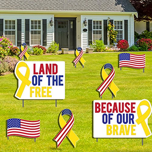 VictoryStore Yard Sign Outdoor Lawn Decorations: Land of The Free Because of Our Brave Yard Decoration, with Stakes